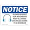 Signmission OSHA Notice, 3.5" Height, Please Respect Our Neighbors Sign With Symbol, 5" X 3.5", Landscape OS-NS-D-35-L-17569 - alternate 1